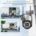 PTZ WIFI OUTDOOR DURAL LENS 2MP+2MP 4MP IN TOTAL DURAL IR LED COLORVU NIGHT VISION APP V380 PRO WITH POWER ADAPTOR. 