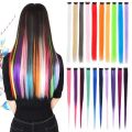 Hair Extensions Clip-In Neon Synthetic Hairpieces, 22" Straight Highlights for Kids & Girls – 1 Piece. 