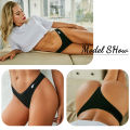 3Pcs/Set Women Cotton Thongs Solid V-Waist Stripe Lady Panties Breathable G-String Soft Underwear Female Intimates Lingerie Superman Ruoias. 