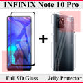 Infinix Note 10 Pro Full Black 9D|10D|11D|21D|6D|5D| Tempered Glass Edge to Edge Full Glue Screen Protector + Back Jelly Protector Clear Soft Film Protector Hydrogel Film Protector For Infinix Note 10 Pro. 