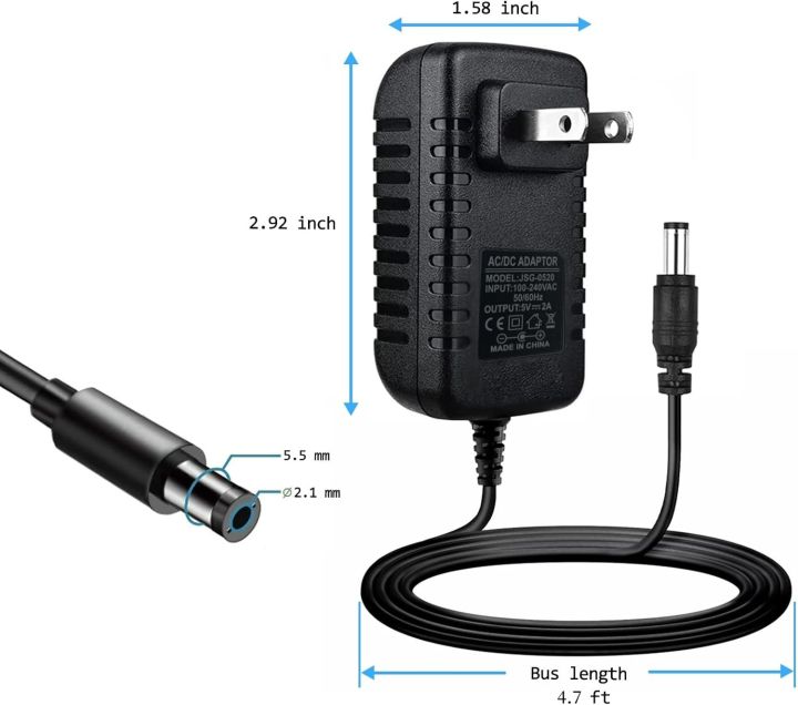 5V 2A Power Adapter, Dc 5V Power Cord with 8 Selectable Plug, Universal Power Adapter for Led Power Supply, CCTV Camera, BT Speaker, GPS, Webcam, Router - 2000mA Max
