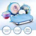 Silicone Super Stretch Lids Seals - Reusable Food Covers - Fit for Various Sizes n Shapes of Containers Bowls - Air Tight Leak Proof Stretchable Transparent 6 pcs Pack. 