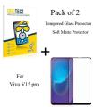 Vivo V15 Pro Full Black 9D5D6D10D11D21D Tempered Glass Screen Protector Full Glue Edge To Edge + Back Matte Protector Soft Skin Sheet Soft Film Protection For Vivo V15 Pro. 