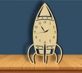 Rocket Designs Wooden Wall Clock, 3D Wall Clock for Kids Room, 3D Laser Cut Kids Wall Clock. 