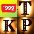 Personalized LED Wall Lamp 26 A-Z Letters Alphabet with Custom Name Wood Nightlights for Children Kids Baby Bedroom Home Decor Wooden Customized Decorative Lamp LED Night Light Lamp-Birthday & Anniversary Gift LAMP. 
