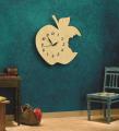 Apple Shape Wooden Wall Clock, Kitchen Wall Clock, Eating Apple Wall Clock,. 