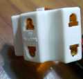 Travel Adapter, Brass Multi 2 Pin plug, 3 outlet sockets of 2 pin, Multi Adapter, Multi Travel Adapter, 2 Pin Plug Adapter. 