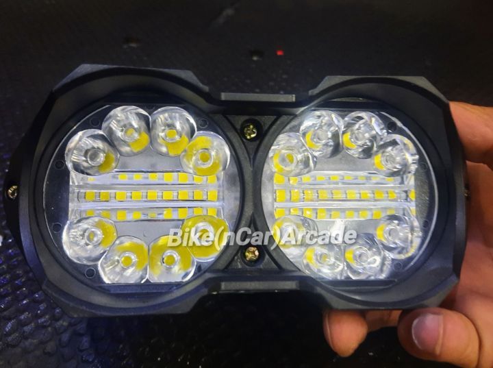 New Dual LED SMD 3D FOg Headlamp With DRL Parking Function WHITE 34 LEDs 12v DC For Car Motorcycle Still + Flashing Three Wire Lamp With Free 1m Wire