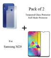 2-in-1 Combo Pack For Samsung Galaxy M20 - Tempered Glass, Back Matte Protector. 
