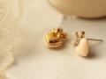 Love Small Crystal Crown Stud Earring For Girls   Rose Peach Heart Earring For Girls simulated Pearl -FREE Gift Box. 