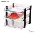 3 Layers Folding File Tray Clear Set, Suitable For A4 Document Desk Organizer, Office Supplies. 