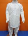 Indian Checkin White Cotton Kurta Shalwar For Boys. 