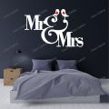 Zecor Gallery Mr. & Mrs. Wall Sticker for Bedroom Living Premium Waterproof DIY Self-Adhesive Vinyl Decal for Home Decor. 