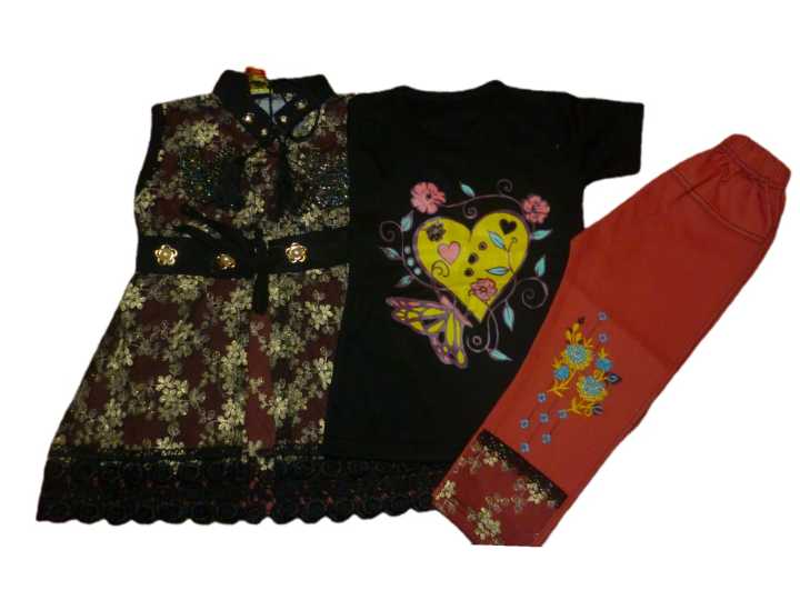 summer 3 piece gown style baby girl suit for 1 to 4 year (Eid Special)