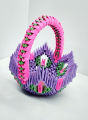 Hand Made 3D Origami Flowers Basket. 