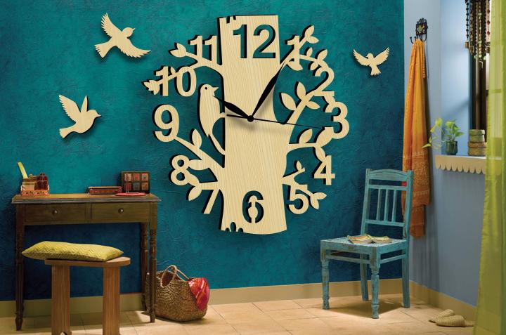 BIG%20Modern%20Style%20Tree%20with%20Branches%20&%20Bird%20Design%203D%20Wall%20Clock,%20Laser%20Cut%20Wall%20Clock,%203D%20Kids%20Room%20Wall%20Hanging%20Clock%20-%20Image%204