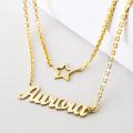 24K Gold Plated Star Name Necklace with Double Chain, Custom Name Locket. 