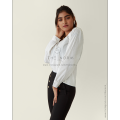 Bohemian Style White Self Pattern Boat Neck Top. 