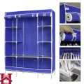 3 Door Portable Folding Canvas Wardrobe, Foldable Cloth Storage Wardrobe Cupboard Almari - 3 Designs. 