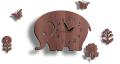 Elephant Nursery Clock, Elephant Shape Wooden 3D Wall Clock With Butterflies & Plants. 