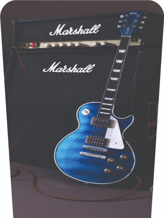 Animated Guitar In Blue Colour Sticker Full HD 100cc Bike Tank Protector Sticker