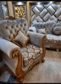 Tufted Royal 7 Seated Sofa Set 3+2+1+1 In Order Velvet Fabric + Printed Seats Tufted Back. 