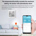 SMATRUL - Temperature And Humidity Sensor - Wifi Smart Home - Indoor Hygrometer Alarm - LCD Display - for Tuya Alexa Google Home. 