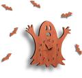Ghost Wall Clock with Flying Bats Around, 3D Laser Cut Ghost Wall Clock for Kids. 
