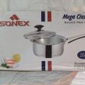 Sonex Mega Classic – Cooking Sauce Pan – Stainless Steel With Glass Lid. 
