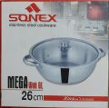 Sonex Stainless Steel Mega Wok with Glass Lid – Double Steel Design. 