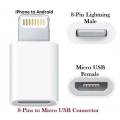 Android Micro Usb To Iphone Lightning Charging Converter Usb Adapter , jack , connector , charger , cable ,pin ,iOS , Apple White high quality. 