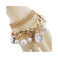 Designer Fashion Pearl Crystal Gem Multielement Braided Rope Bracelet Watch for Women. 