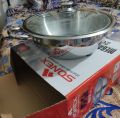 Sonex Stainless Steel Mega Wok with Glass Lid – Double Steel Design. 