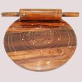 Chakla Belan - Chakna Belna - Set with Brass Work - Bread Rolling Board and Rolling Pin, Chakla Belna. 