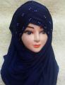 Navy Blue Ready to Wear With Nakab Hijab. 
