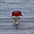 RED Stainless Steel Turkish Silver Fashion Stone Ring For Men. 