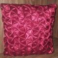 Cushion Cover, Silk Satin, Canadian Smocking, Geometric Pattern, Maroon Color. 
