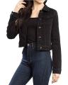 Black Denim Jeans Jacket For Women Dark Blue. 