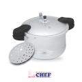 CHEF Sleek Handle Aluminum Pressure Cooker with Steam Roaster 1205 - 9 Liters [Life Time Blast Proof Warranty]. 