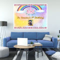 Happy Birthday Party Backdrop Girls Pink Theme Printed On Panaflex. 