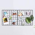 Multifunction Metal Grid Wall Mounted Ins Mesh Art & Craft Photo Display Organizer Panel, Memo Bulletin Board (35 x 35 cm (2 Piece). 