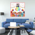 Happy Birthday Party Customized Backdrop Cocomelon Theme Printed On Panaflex Size 3x3 Feet. 
