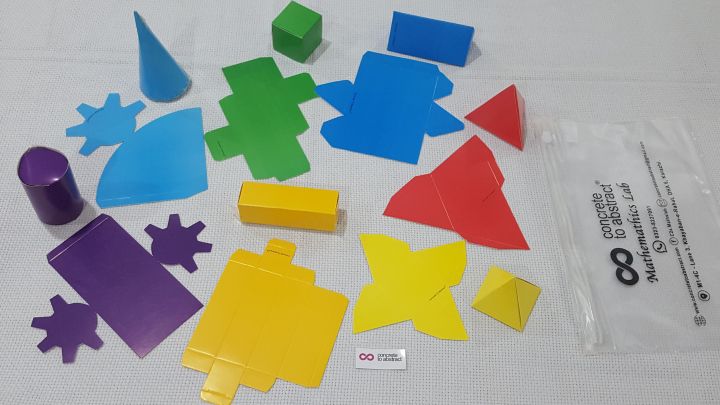 2D Nets for Geometry; Cube, Cone, Cylinder, Rectangular & Triangular Prism, Square & Triangular based Pyramids