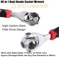 Universal Wrench 48 in 1 - Multifunction Socket Spanner Wrench Tool with 360 Degree Rotating Heads - Multipurpose Handy Adjustable Tools For Auto Home Outdoors Indoors Works More - Durable & No Slipping - Best Stainless Steel World Wide Use Tiger Wrenches. 
