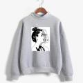 Girl Sketch Printed Fleece Ribbed Neck Fullsleeves Pullover Sweatshirt. 