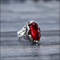 RED Stainless Steel Turkish Silver Fashion Stone Ring For Men. 