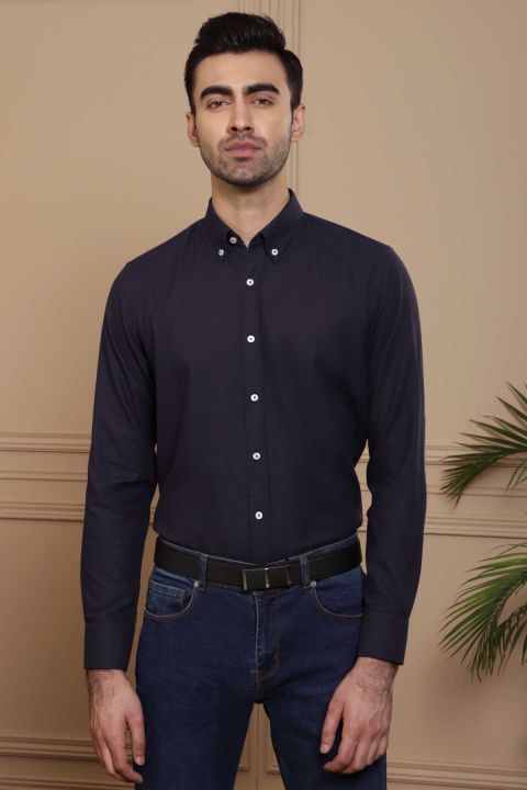 "Charcoal%20Men%20Smart%20Shirt%20Full%20Sleeve%20Slim%20Fit%20Navy%20%20Summer%20Collection%202020%20-%20Slim%20Fit%20%2020SF008-NVY"%20-%20Image%203