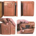 Genuine Leather Trifold Coat Wallet Tan Brown With Box. 