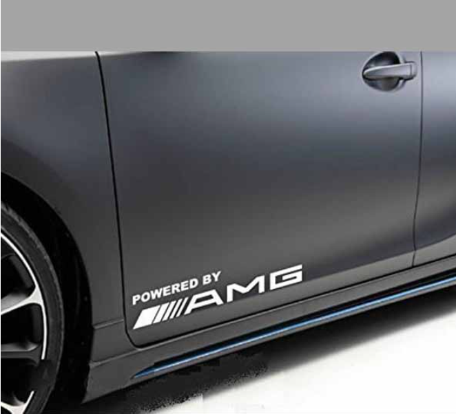 White Color Powered By AMD Sticker Car Styling Vinyl Decal 28 by 4.5 centimetre Size With Pasting Tape High Quality