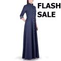 Tarseel - Navy Blue Maxi Style Denim Abaya for women. 